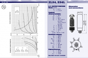 EL34 JJ Tesla guitar amplifier valve specifications