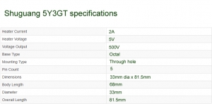 Shuguang 5Y3GT specifications