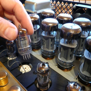 Amplifier servicing replacing guitar amplifier valves on Marshall 9200 