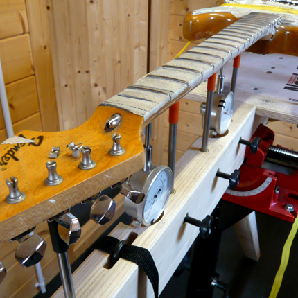 Dressing frets on the jig: